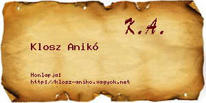 Klosz Anikó névjegykártya